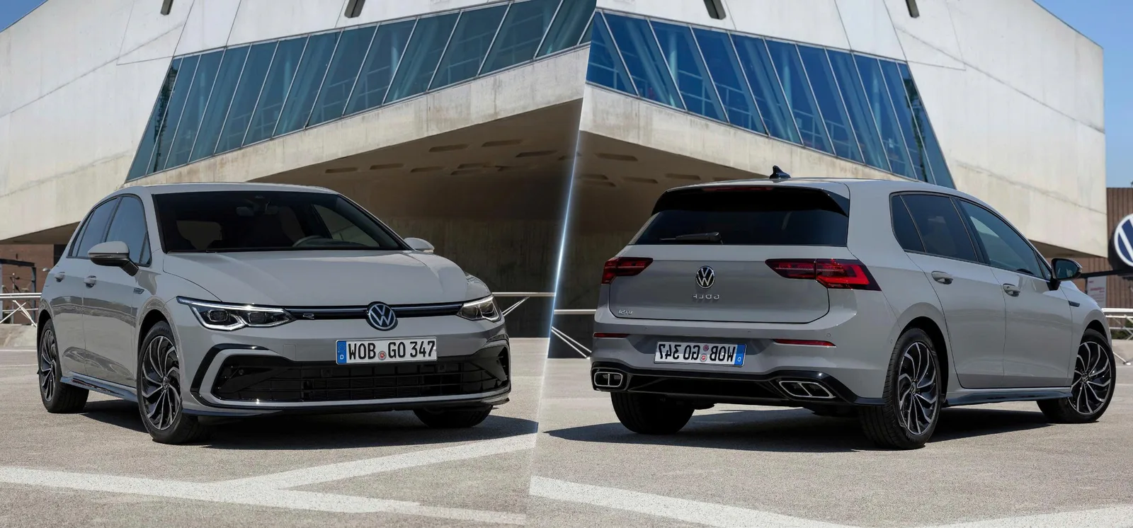 Hình minh họa: Golf 1.5 eTSI R-Line có kiểu dáng gọn gàng và thể thao, trang là biểu tượng gói R-line